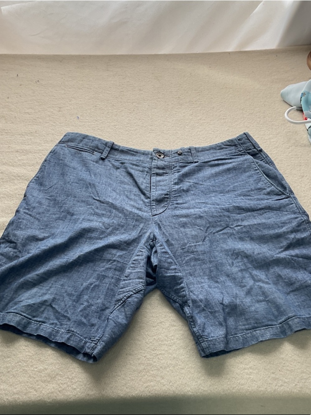 rag & bone Men's Lightweight Blue Cotton-Linen Shorts